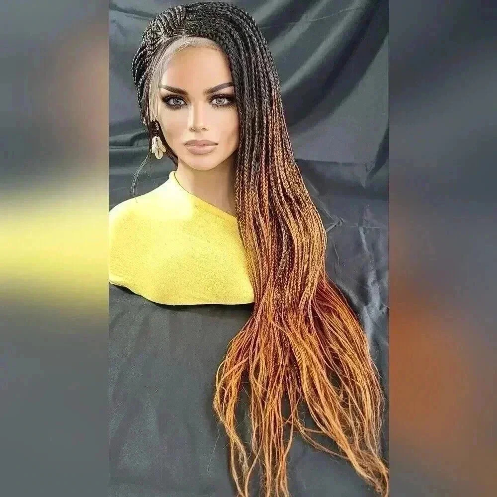 ๐ฅ Auburn Ombre Box Braids Wig w/Lace | Premium Synthetic | Heat Resistant - Picture 8 of 15